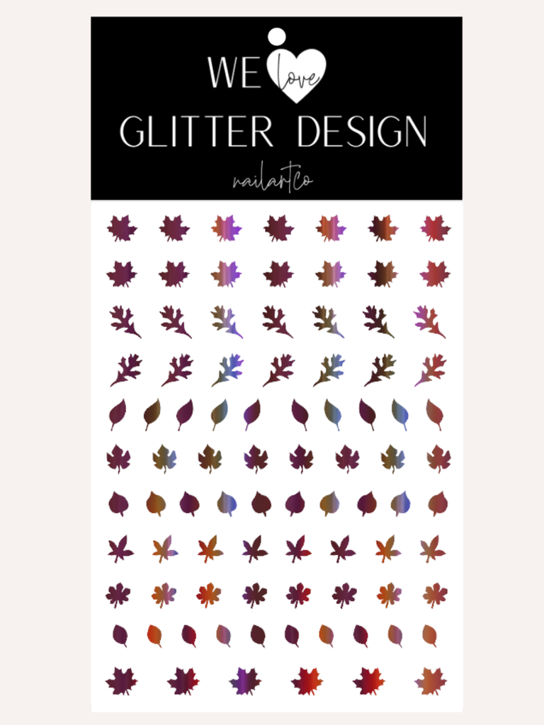 Leaves (Design 1) Nail Decal | Holo Rainbow // (Choose Color)