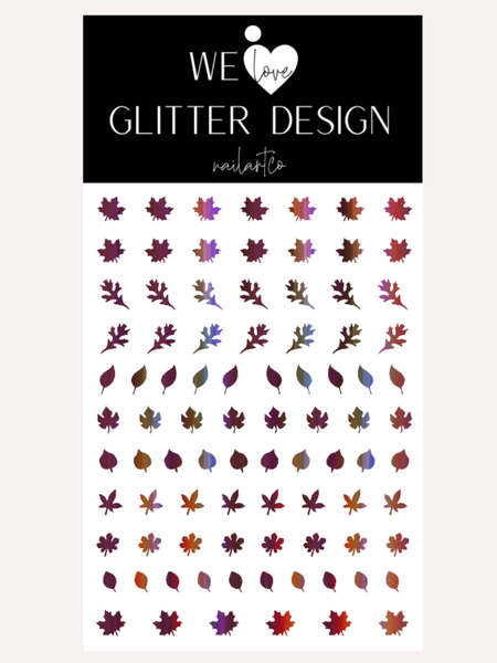 Leaves (Design 1) Nail Decal | Holo Rainbow // (Choose Color)