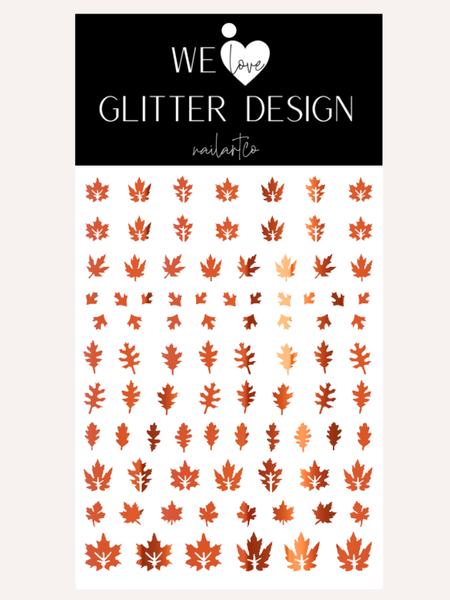 Leaves (Design 2) Nail Decal | Chrome // (Choose Color)