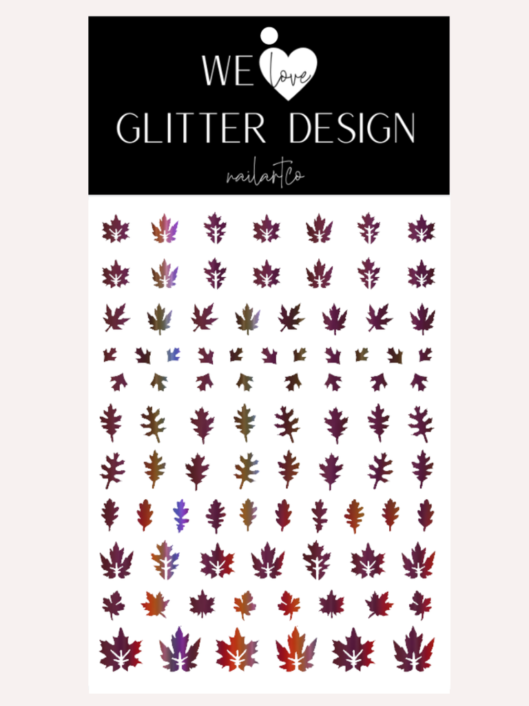 Leaves (Design 2) Nail Decal | Holo Rainbow // (Choose Color)