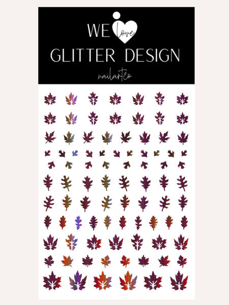 Leaves (Design 2) Nail Decal | Holo Rainbow // (Choose Color)