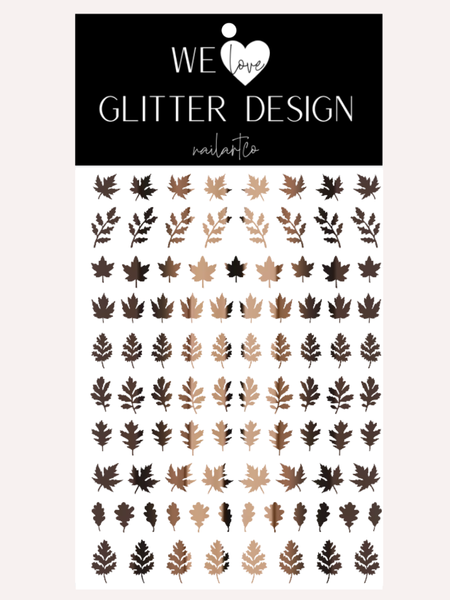 Leaves (Design 3) Nail Decal | Chrome // (Choose Color)