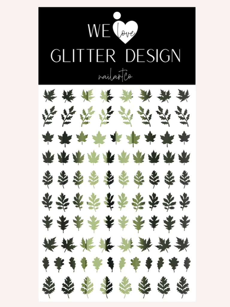 Leaves (Design 3) Nail Decal | Chrome // (Choose Color)