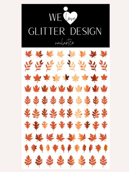 Leaves (Design 3) Nail Decal | Chrome // (Choose Color)