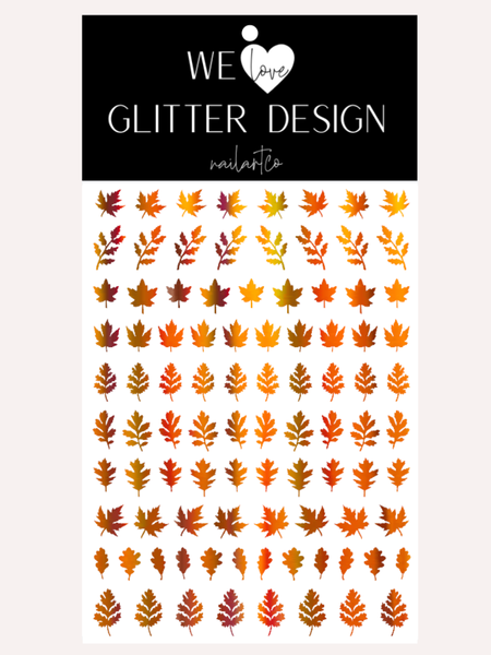 Leaves (Design 3) Nail Decal | Holo Rainbow // (Choose Color)
