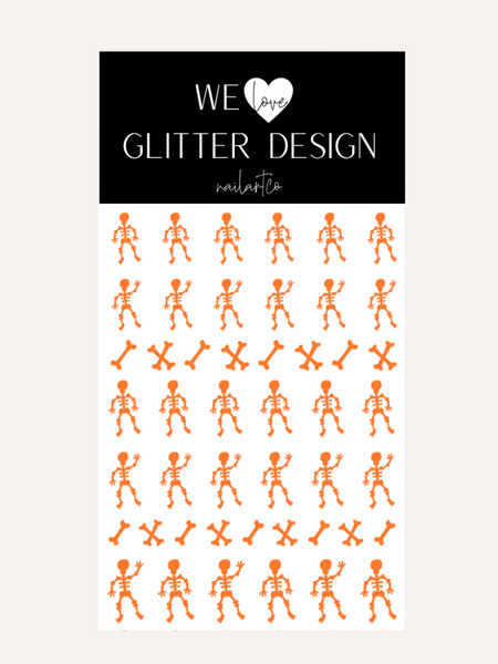 Mr. Bones Nail Decal | Bright Orange