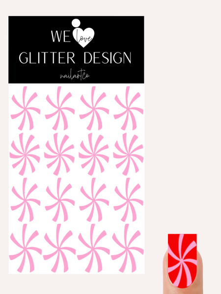 Full Nail Peppermint Twist Decal | (Choose Color)