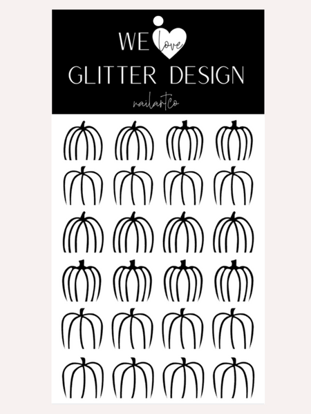 Outline Pumpkins Free Edge (Design 2) Nail Decal | Black