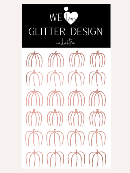 Outline Pumpkins Free Edge (Design 2) Nail Decal | Chrome Rose Gold