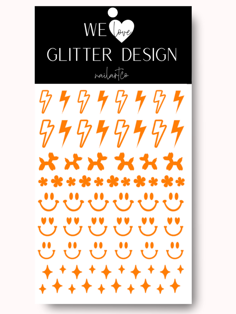 Retro (Design 1) Nail Decal | Neon Light Orange