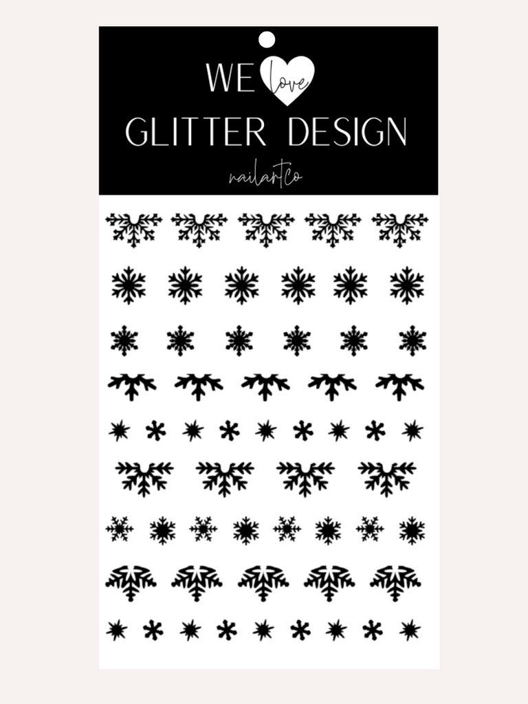 Snowflake Variety (Design 2) Nail Decal | Black