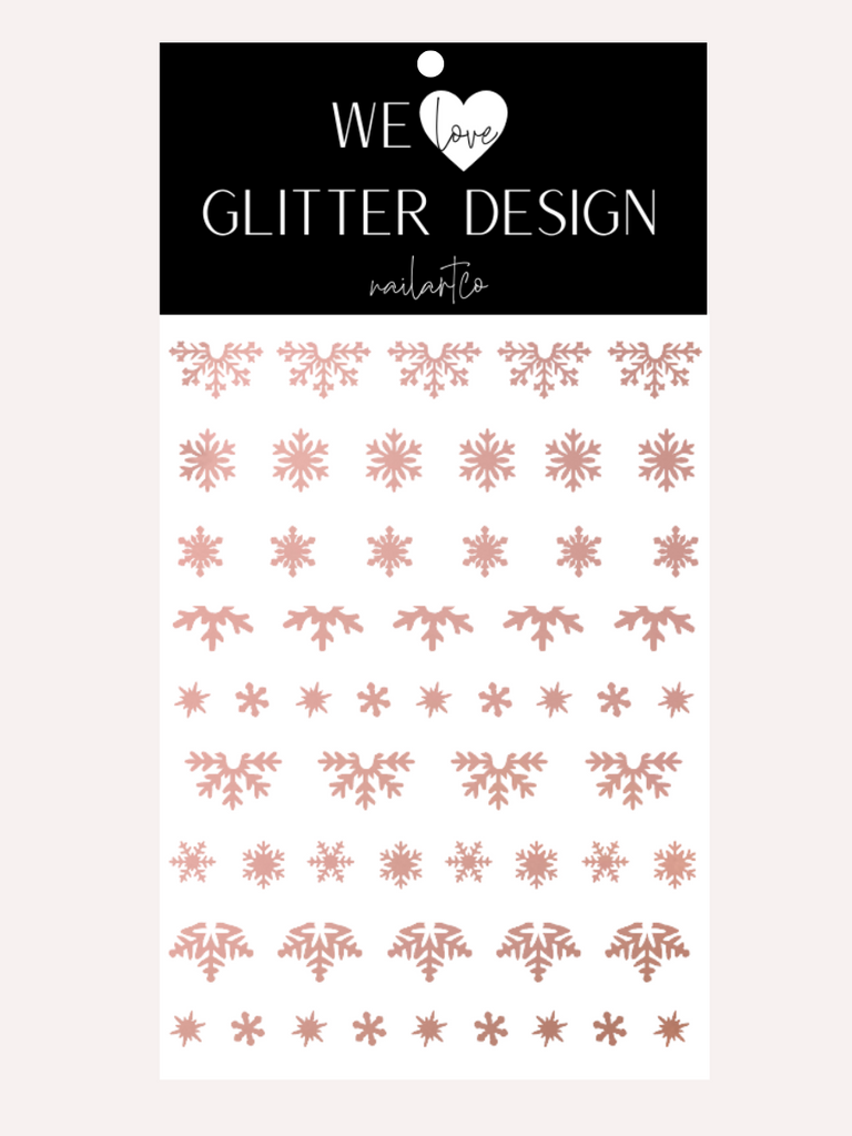 Snowflake Variety (Design 2) Nail Decal | Chrome // Rose Gold