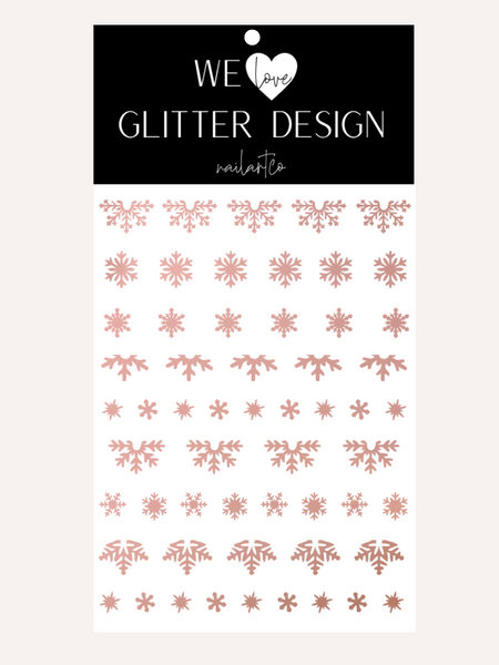 Snowflake Variety (Design 2) Nail Decal | Chrome // Rose Gold