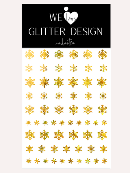 Snowflake Variety (Design 1) Nail Decal | Holo Sparkle // Gold