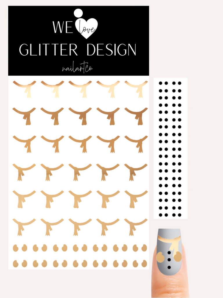 Full Nail Snowman Nail Decal | Chrome // Light Gold