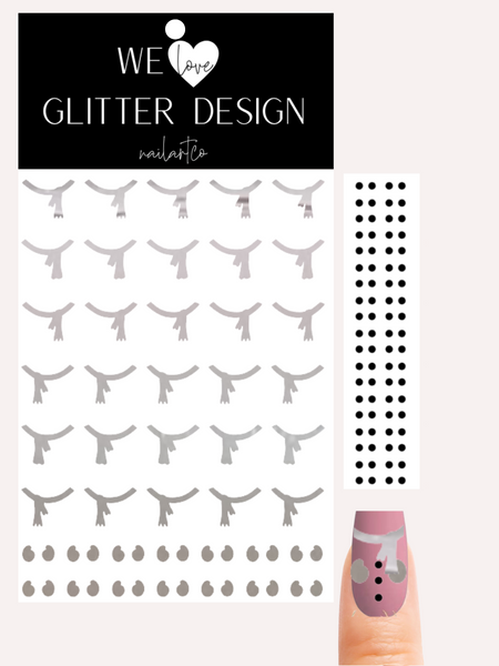 Full Nail Snowman Nail Decal | Chrome // Silver