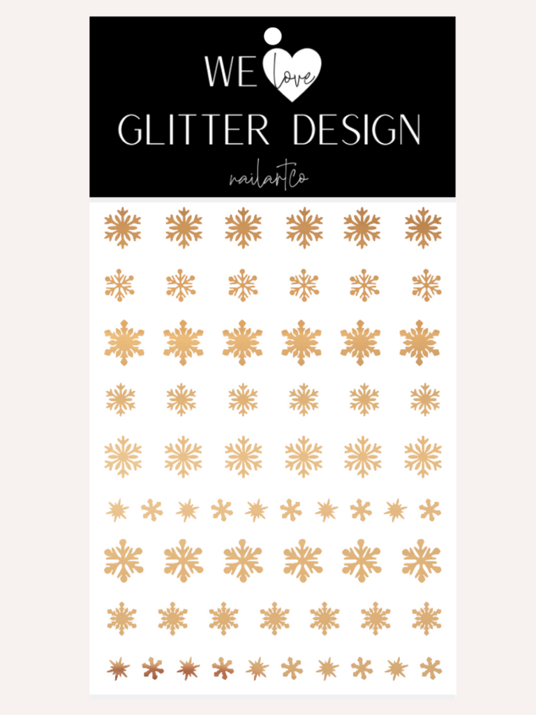 Snowflake Variety (Design 1) Nail Decal | Chrome //Light Gold