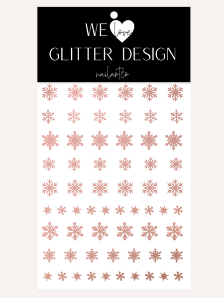 Snowflake Variety (Design 1) Nail Decal | Chrome // Rose Gold