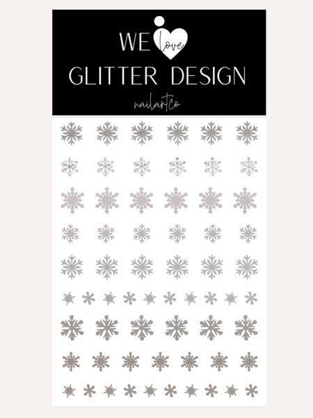 Snowflake Variety (Design 1) Nail Decal | Chrome // Silver