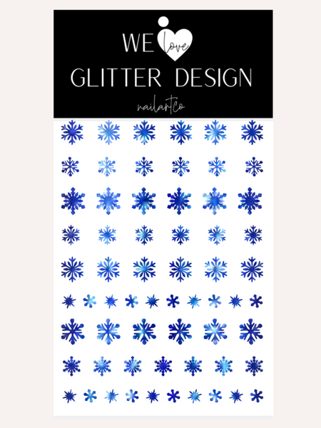 Snowflake Variety (Design 1) Nail Decal | Holo Sparkle // Blue