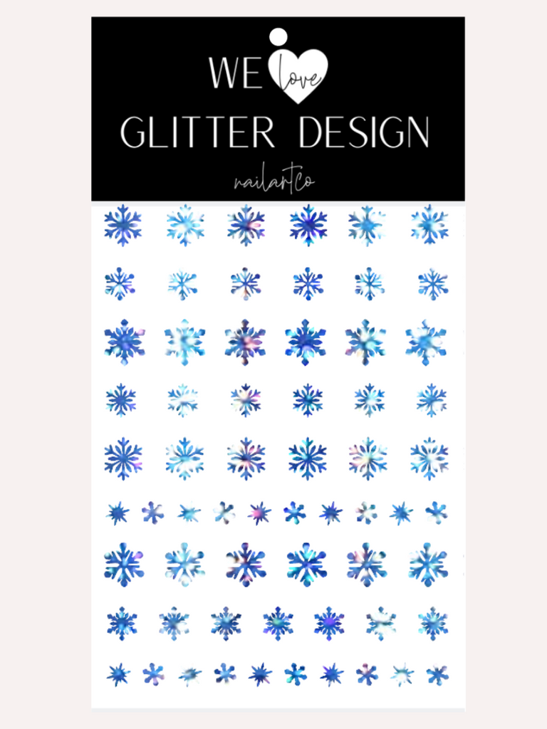 Snowflake Variety (Design 1) Nail Decal | Holo Sparkle // Light Blue