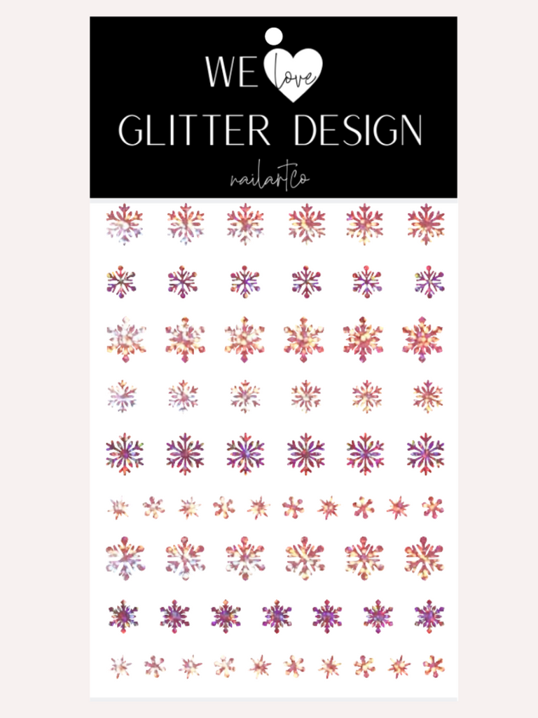 Snowflake Variety (Design 1) Nail Decal | Holo Sparkle // Rose Pink