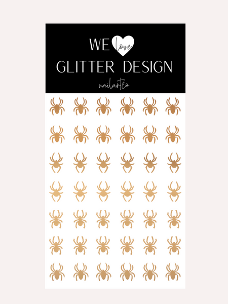 Spiders Large Nail Decal | Chrome // Light Gold