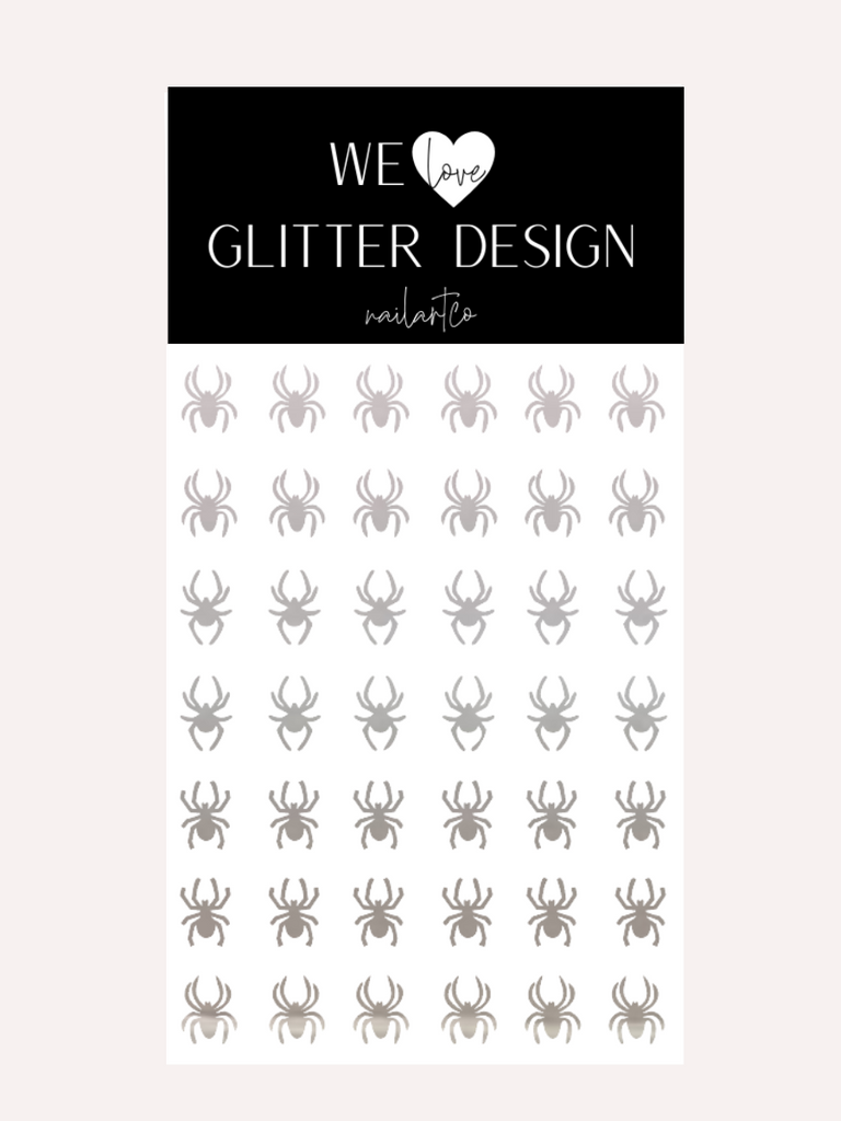 Spiders Large Nail Decal | Chrome // Silver