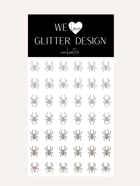 Spiders Large Nail Decal | Chrome // Silver