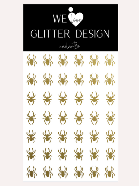 Spiders Large Nail Decal | Gold Shimmer