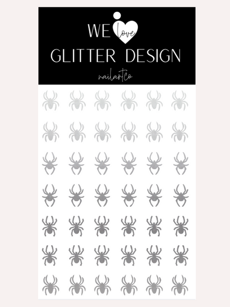 Spiders Large Nail Decal | Silver Shimmer