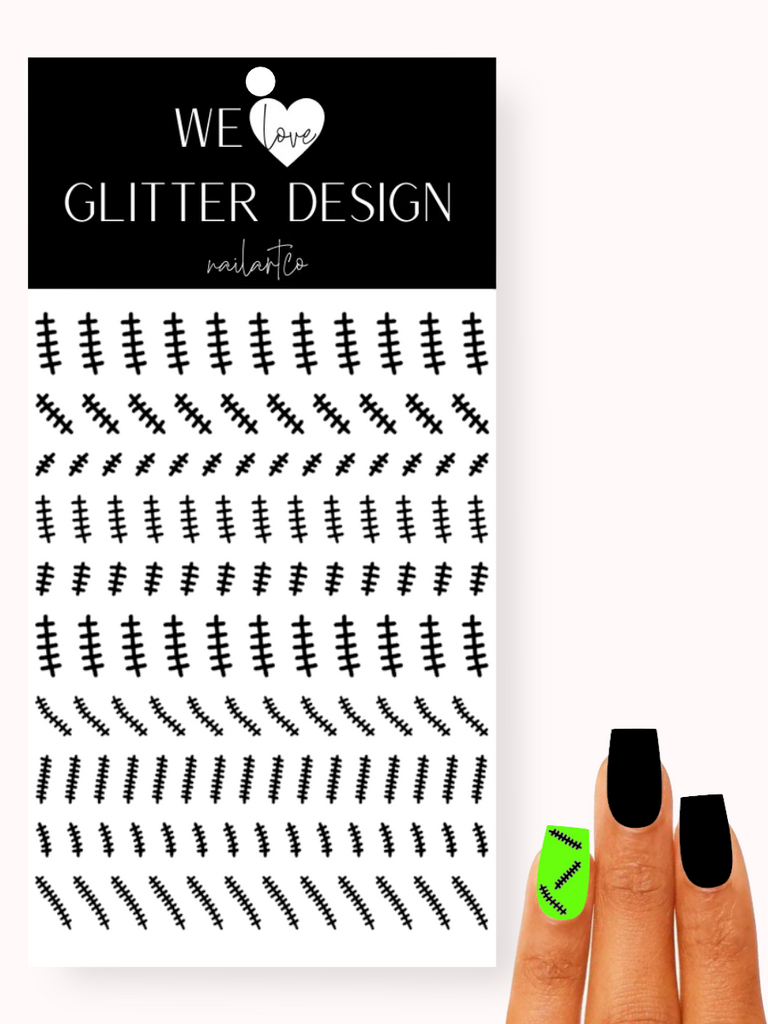 Stitches Nail Decal | Black