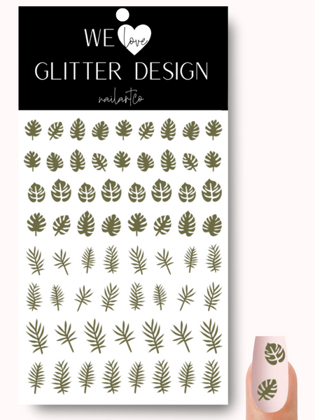 Tropical Leaves Nail Decal | Olive
