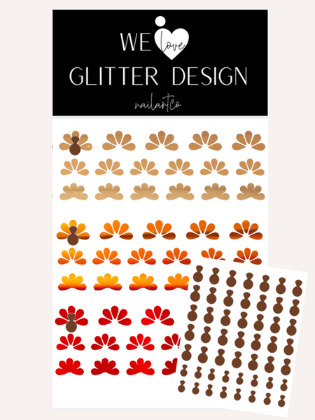 Gobble 'Til Ya Wobble Nail Decals | Chrome Light Gold, Holo Rainbow Orange & Chrome Red