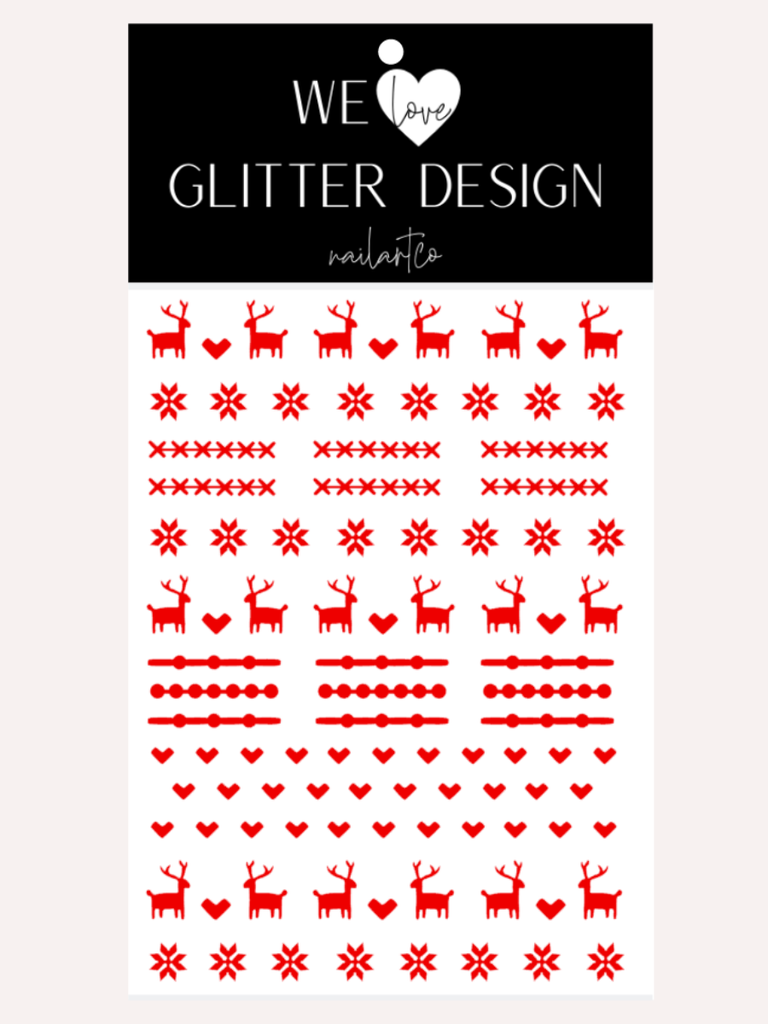 Ugly Sweater DEER DESIGN 1 Nail Decal | Red