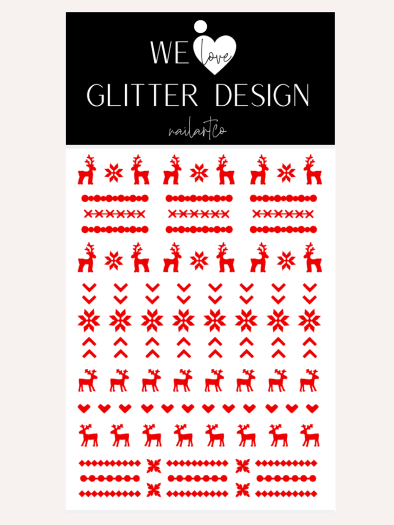 Ugly Sweater DEER DESIGN 2 Nail Decal | Red