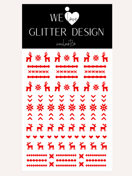 Ugly Sweater DEER DESIGN 2 Nail Decal | Red