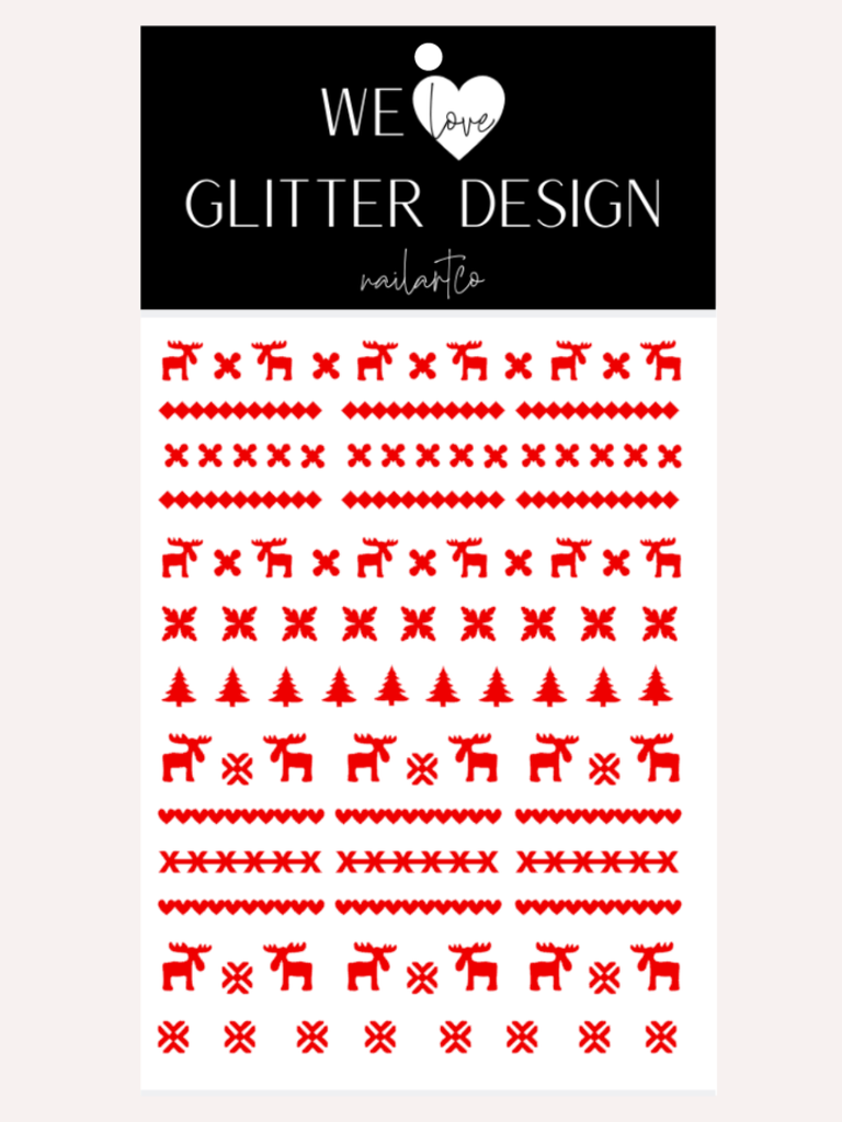 Ugly Sweater MOOSE DESIGN 1 Nail Decal | Red