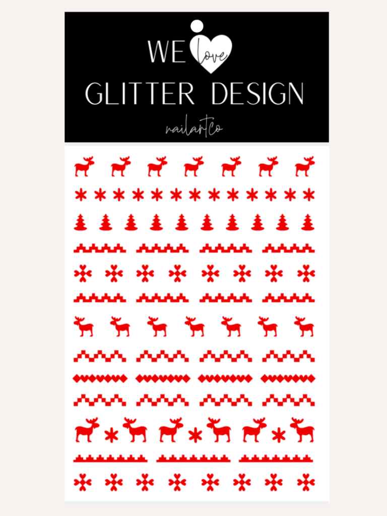 Ugly Sweater MOOSE DESIGN 2 Nail Decal | Red