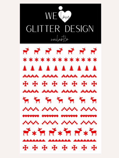 Ugly Sweater MOOSE DESIGN 2 Nail Decal | Red