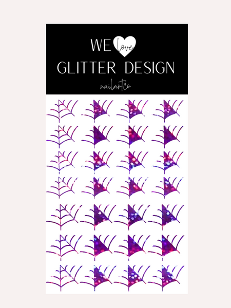 Spider Web Nail Decal (Un-Weeded) | Holographic Sparkle // Purple