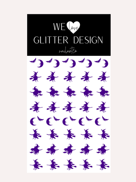 Flying Witches Nail Decal | Purple