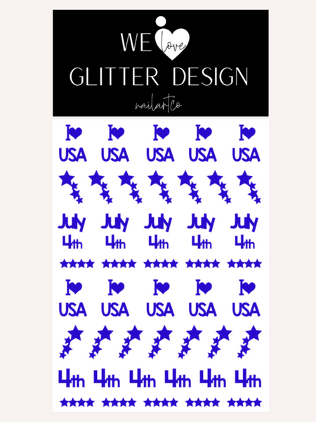 I Love U.S.A. Nail Decal | Brilliant Blue