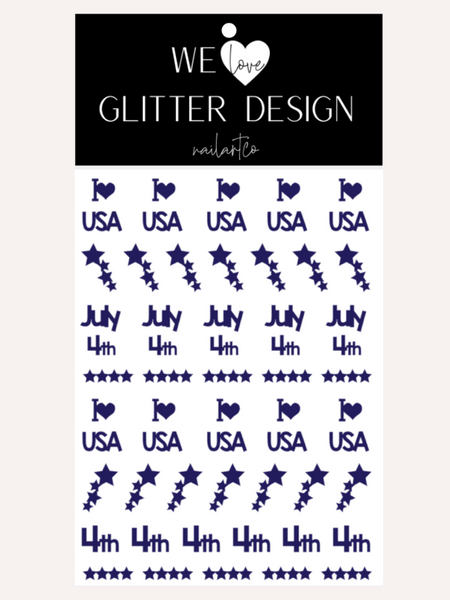 I Love U.S.A. Nail Decal | Cobalt Blue