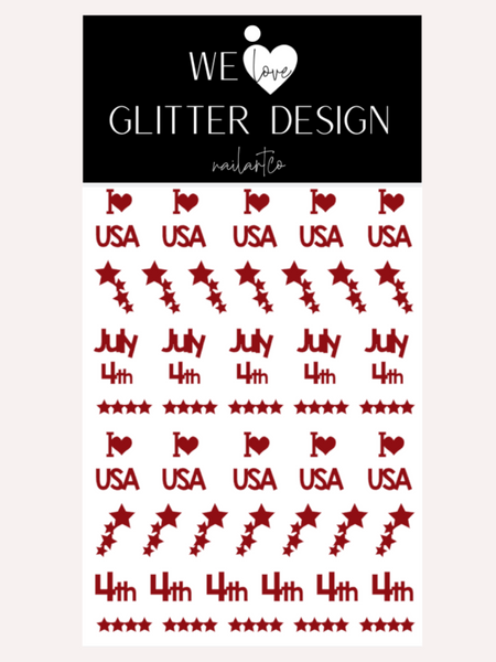 I Love U.S.A. Nail Decal | Dark Red