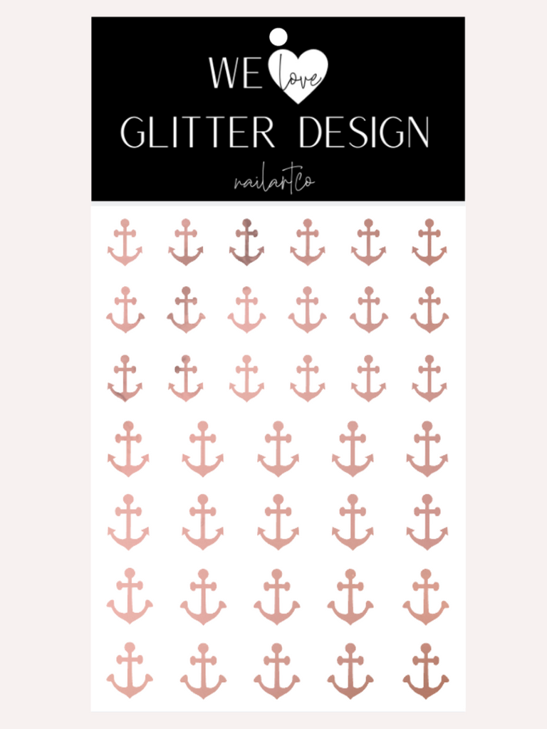 Anchor Nail Decal | Rose Gold Chrome