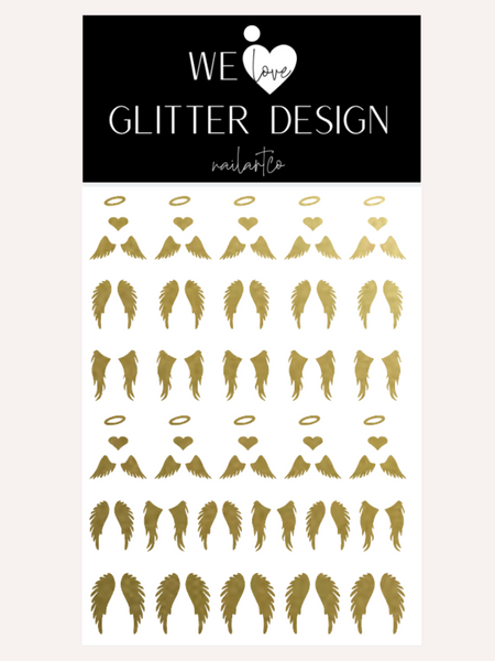 Angel Wings Nail Decal | Gold Shimmer