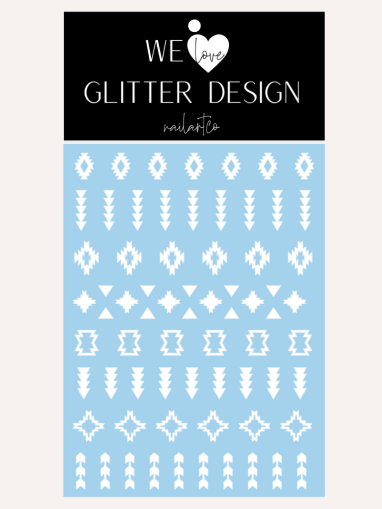 Aztec Variety Nail Decal | White