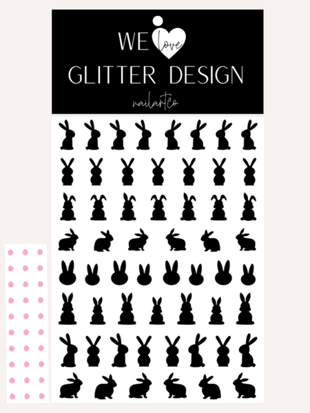 Easter Bunny Nail Decal | Black + Tail Color Option