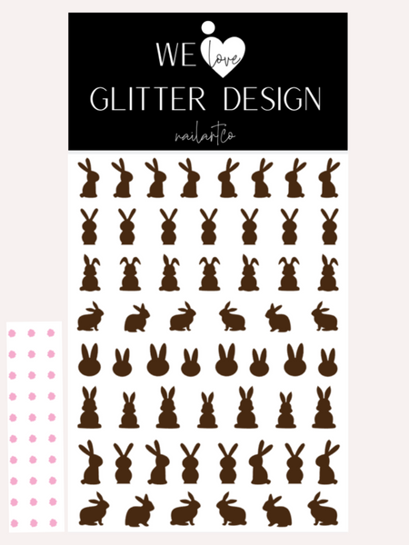 Easter Bunny Nail Decal | Brown + Tail Color Option